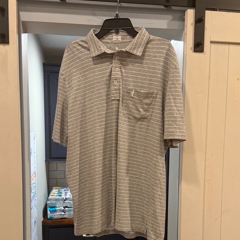 johnnie-O Gray Striped Polo Shirt